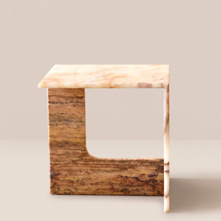 Dual Onyx & Travertine Side Table