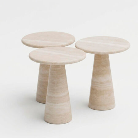 Travertine Round Side Table
