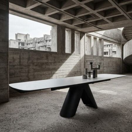 Mesa Comedor Luvins Cerámica KM  Metal/Negro