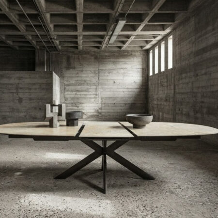 Mesa Comedor Extendible Cerámica Española Metal/Negro